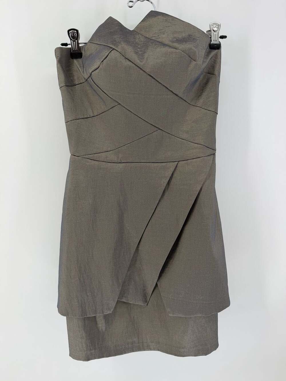 Jessica McClintock Vintage Metallic Strapless Dress Size 9 Futuristic Y2K